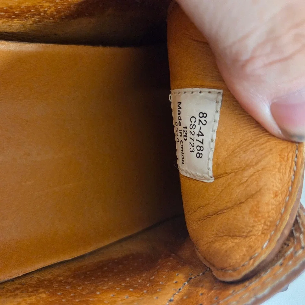 Cabela's Mens Brown Leather Boat Shoes Moc Toe Loafers 12D 82-4788 CS2723